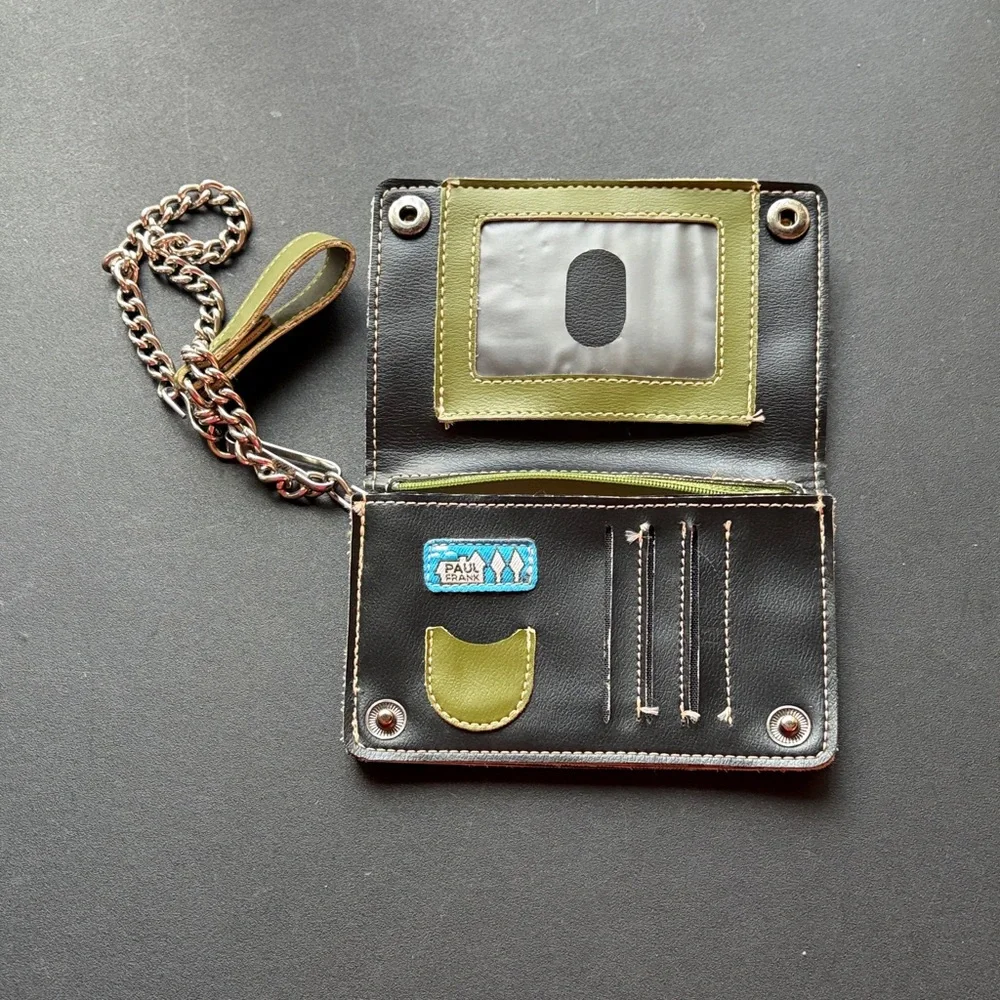Paul Frank Olive Green Julius Monkey Wallet with Chain Strap